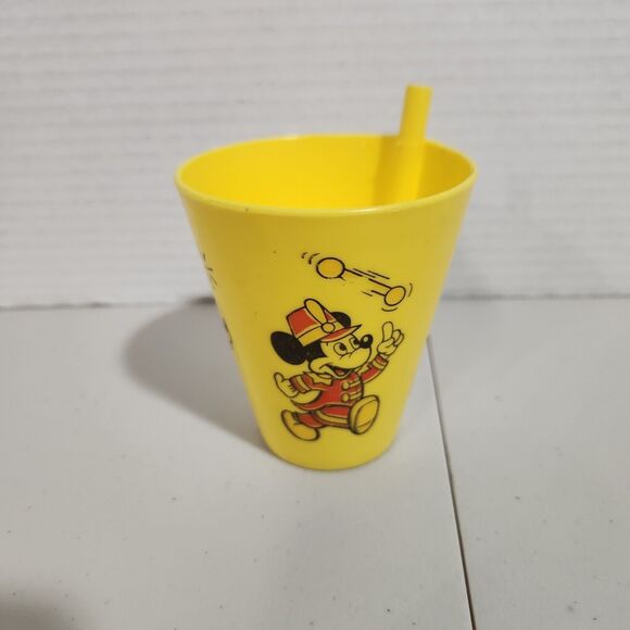 Vintage Disney on Parade Mickey Mouse Donald Duck Plastic Cup W/ 2 Straws - Picture 4 of 8